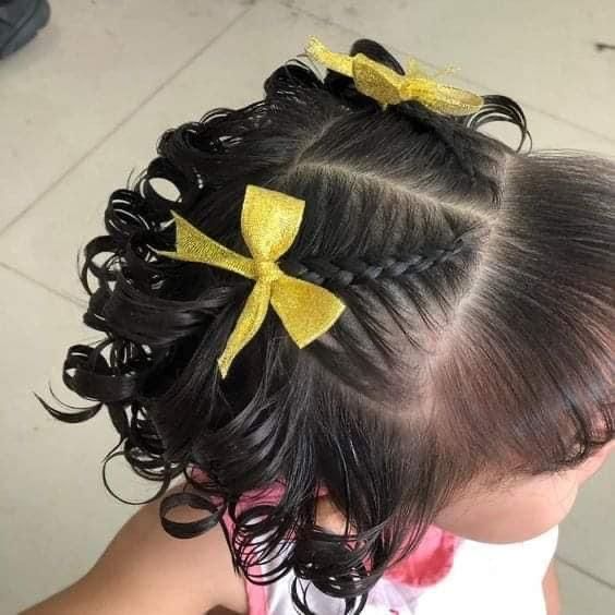 PENTEADO INFANTIL FÁCIL PARA CABELO CACHEADO/ COM FITAS LIGUINHAS