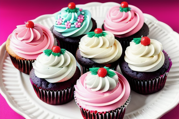 Plate of decorated cupcakes